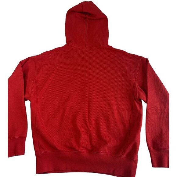 Nike Mens SZ M Embroidered Logo Half Zip Hooded Fleece Pullover Pocket Red - Picture 3 of 10